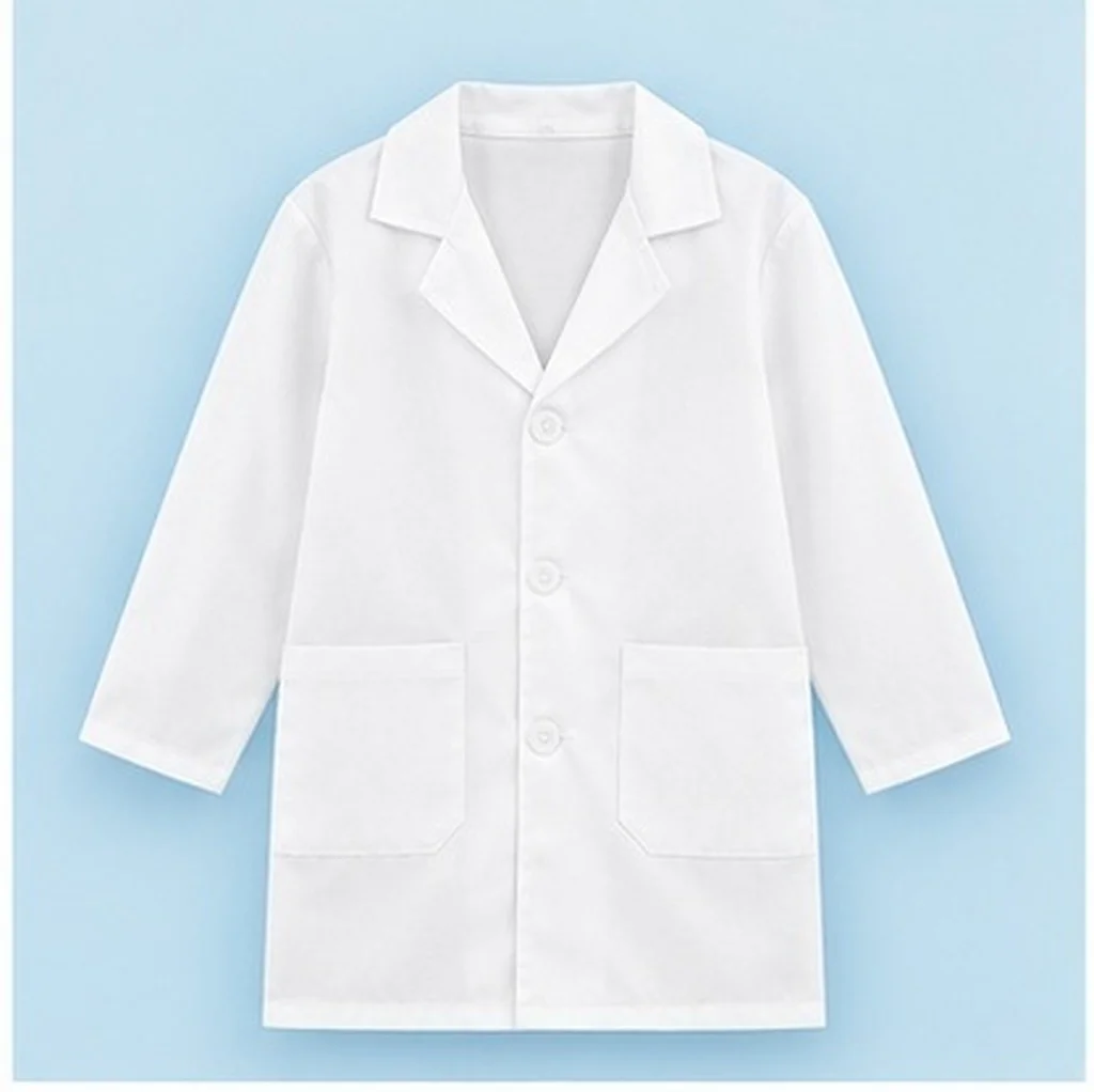 Kids White Lab Coat for Children – Polyester, Breathable, Comfortable, Easy-Care Doctor Nurse Costume