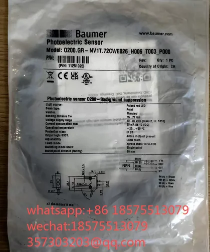 For Baumer O200.GR-NV1T.72CV  Optical Sensor 1 Piece