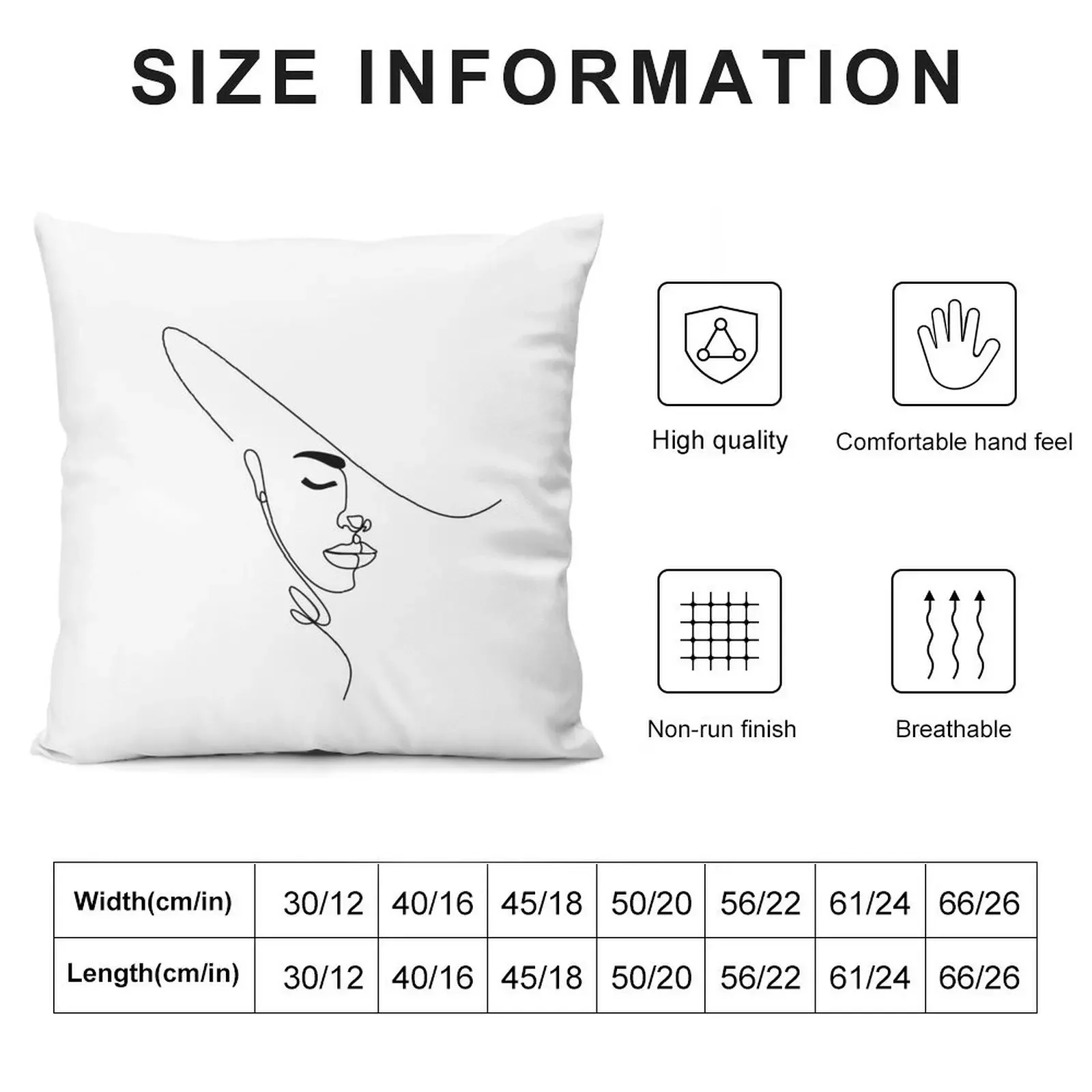 Abstract Female Figure, Woman Art, Sketch Art, Continuous Line, Woman Face. Simple Fashion, Throw Pillow