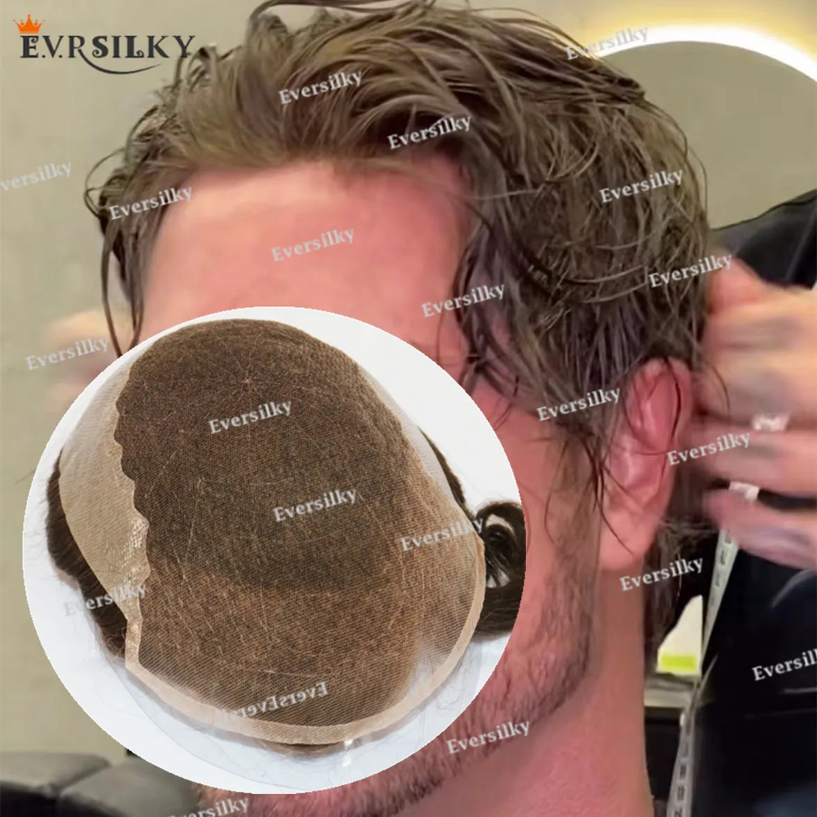 

light Blonde Black Men Toupee Q6 Transparent Men's hair system Durable natural hairline brown Swiss Lace&PU Capillary Prosthetic