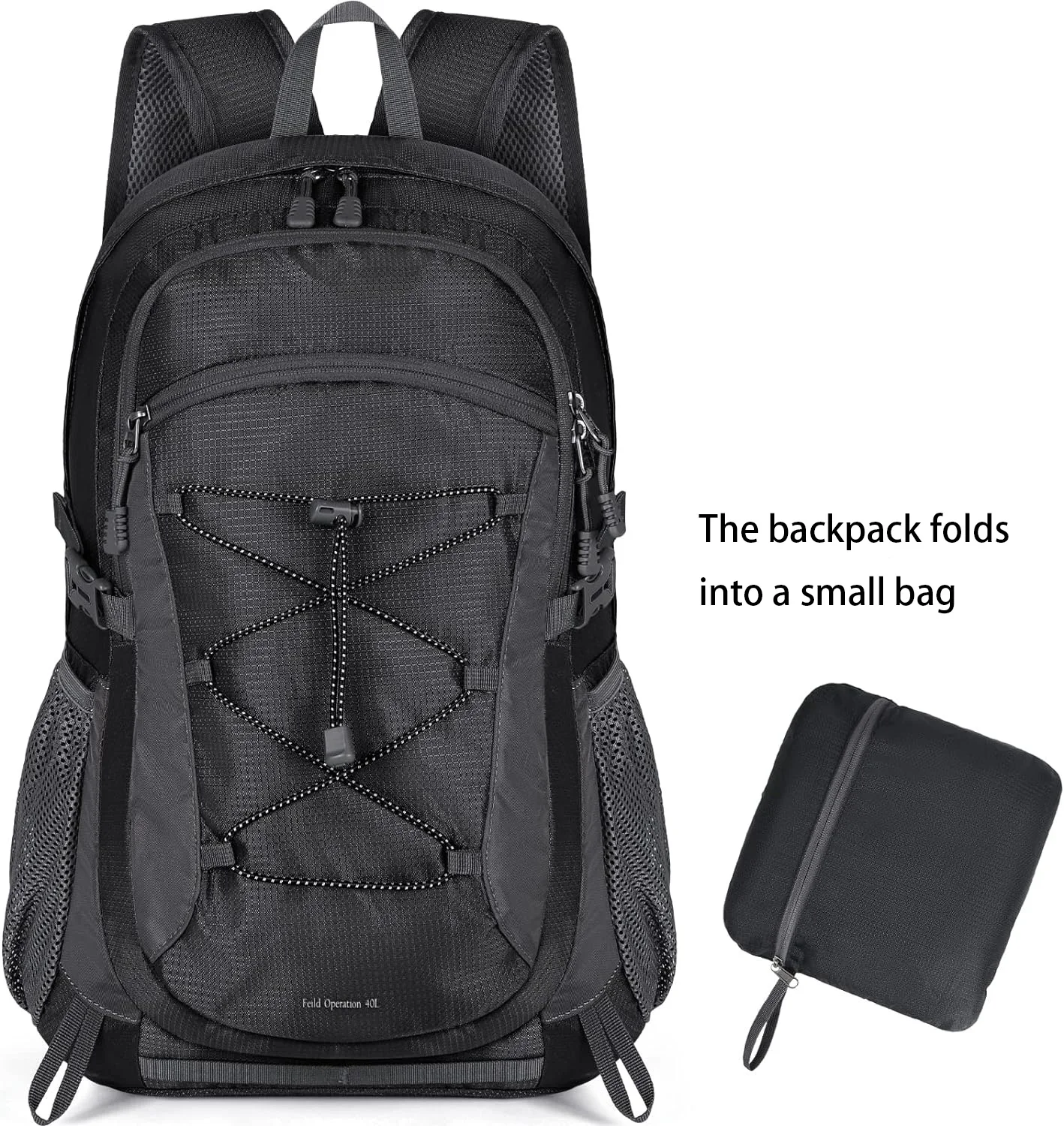 RAINSMORE Lightweight Hiking Backpack 40L Waterproof Camping Backpack Packable Backpack for Women Men Outdoor Travel Daypack