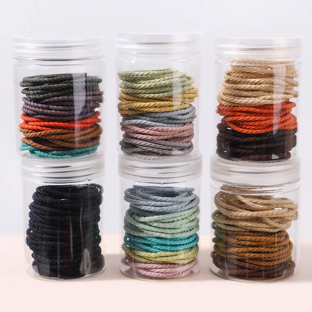 50pcs/box Colorful Hair Band Elasticity Rubber Band for Girls Durable Hair Rope Canned Headband Kids High Ponytail Hair Ties