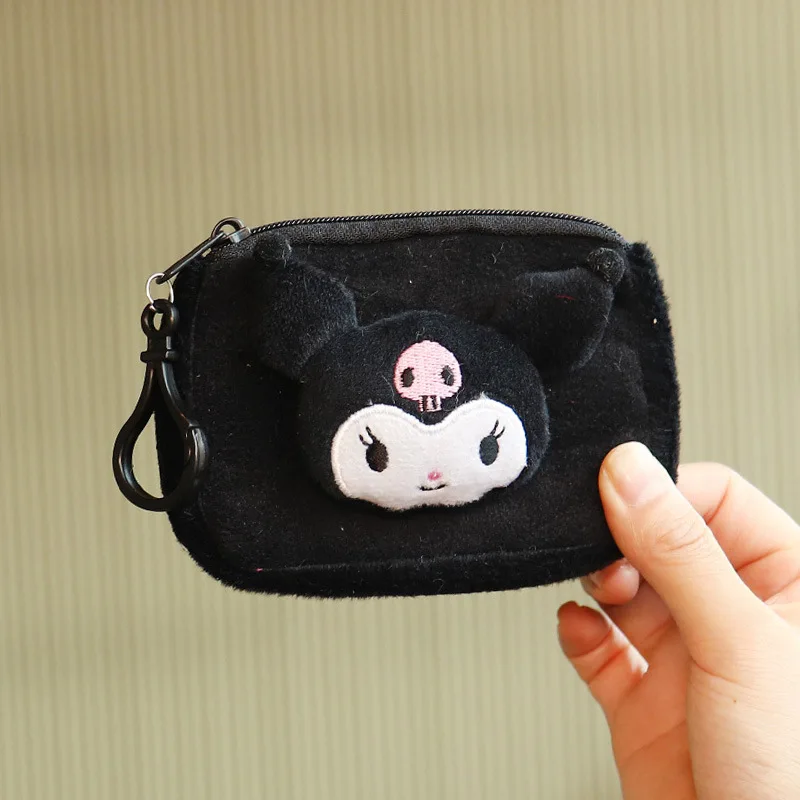 Sanrio Hello Kitty portamonete Kuromi Cinnamoroll Melody portafoglio bambini peluche borsa Sanrio pompon Purin Boys Plushie Wallet