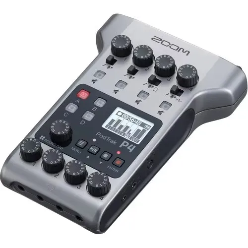 ZOOM Podtrak P4 Portable 2-input 2-output Interview Audio podcast recorder with 4 Mic-Input and USB audio interface