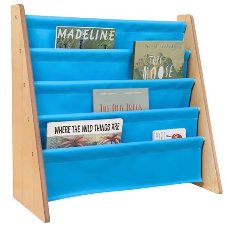 

Wildkin Vegan Leather Sling Bookshelf for Premium Easy Clean Sling Canvas Design with 4 Fabric Shelves Organizer for Home or Cl