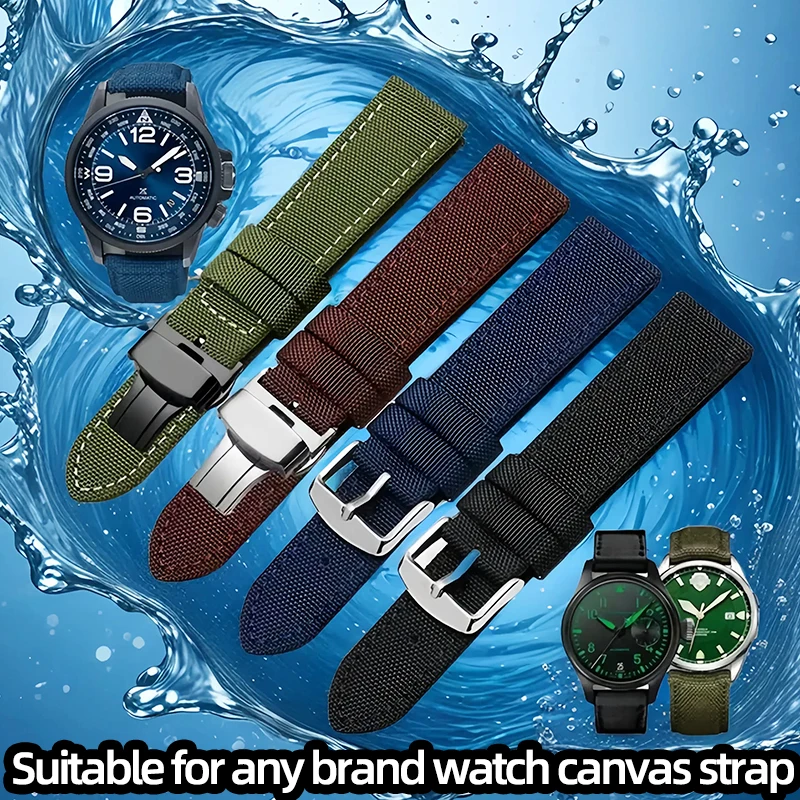 Для Citizen Seiko Casio Tissot ремешок для часов мужские аксессуары для часов водонепроницаемый холст ремешок для часов 18 мм 19 мм 20 мм 21 мм 22 мм 23 мм 24 мм