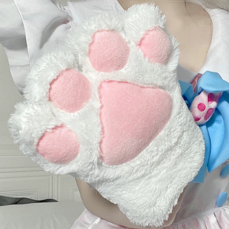 Cute Fluffy Bear Cat Paw Gloves Fluffy Plush Cartoon Animal Anime Lolita Cosplay Mitten Women Winter Warm Fingerless Gloves