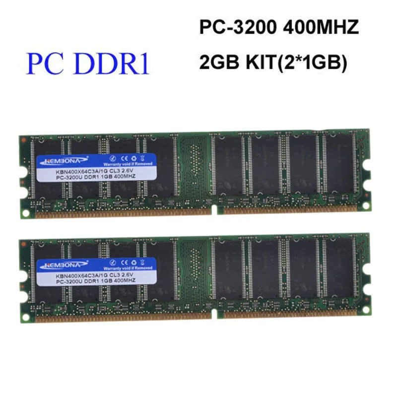KEMBONA best price Desktop ddr1 400Mhz 2GB(kit of 2x1gb ddr1)PC-3200 KBA400X64C3A/1G ram low density for All Motherboard Desktop