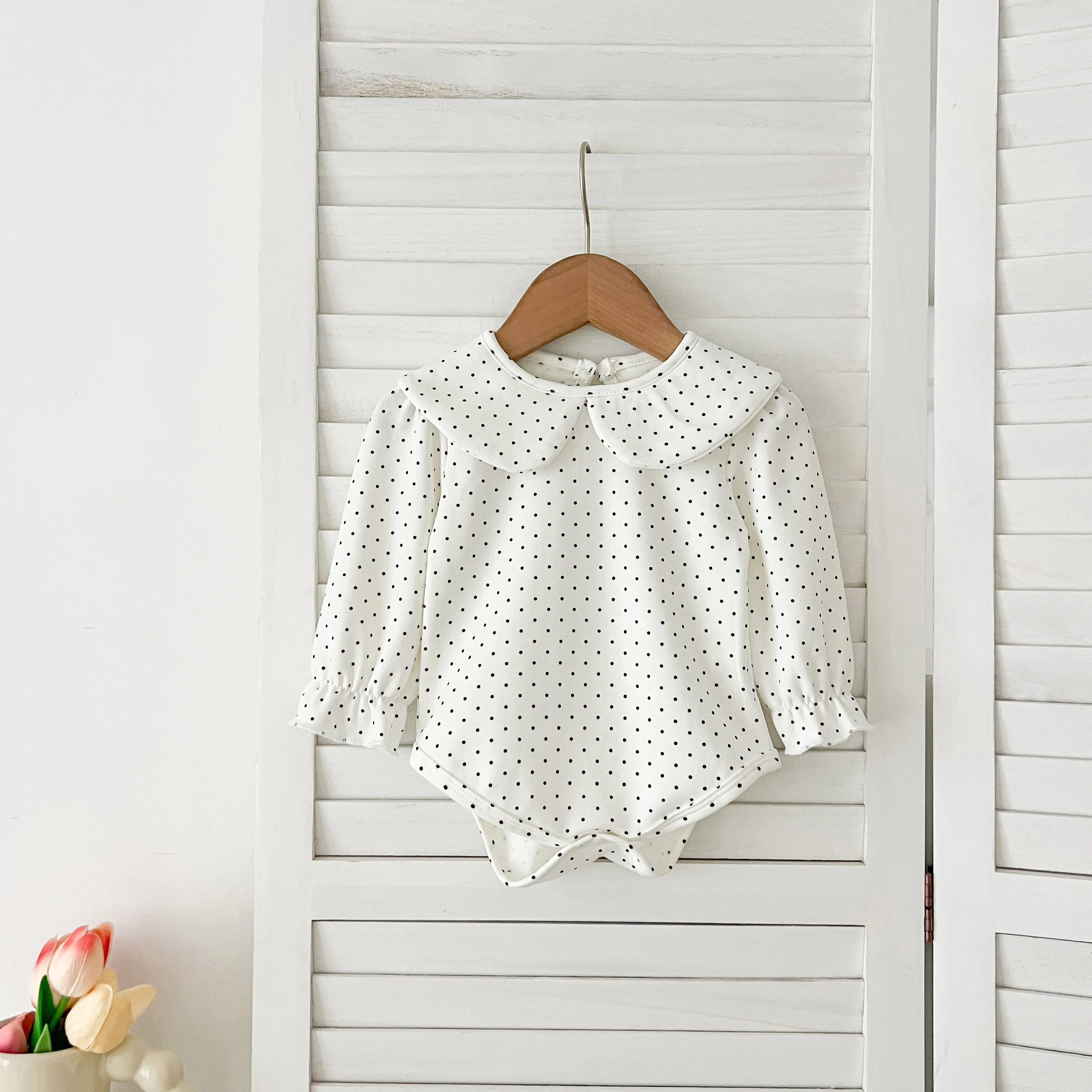 Herbst 0-24M Baby Mädchen Kleidung Kleinkind Baby Jungen Mädchen Strampler Weiß Infant Baby Mädchen Overall Frühling blume Punkte Baumwolle Strampler – Detail 1