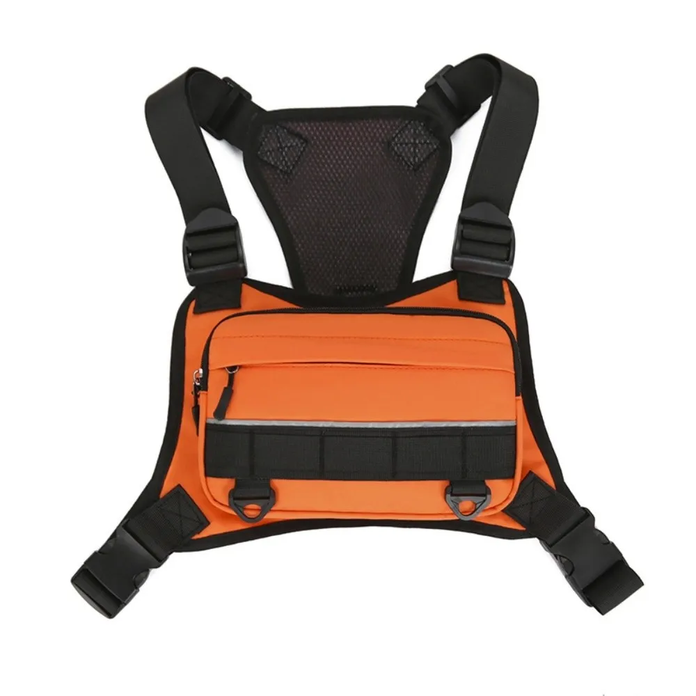 Front Vest Design Chest Bag for Men Triangular Buckle Multi-functional Waist Pack Running Vest Backpack Reflective Sport Vest