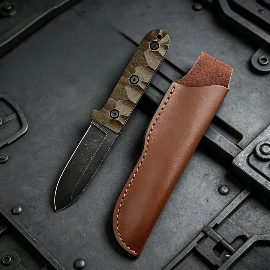 

PR4 Straight Blade D2 Steel Blade + Linen Handle Suitable for Outdoor Camping Hiking Trips and Daily Emergency Carry Men's Gift