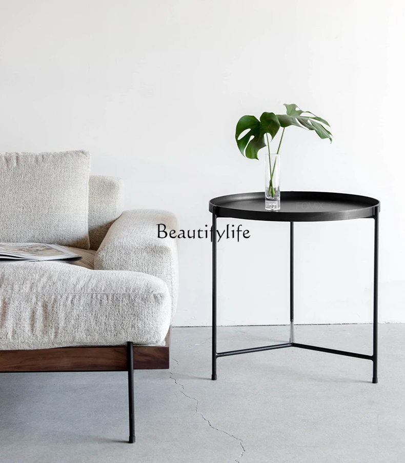 Nordic modern round side table creative wabi-sabi wind light luxury minimalist sofa small side table