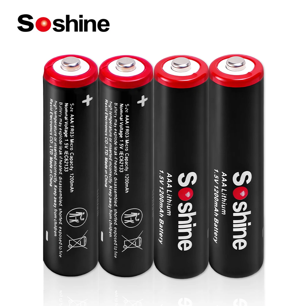 Soshine AAA 1.5V Lithium Battery 1.5 Volt 1200mAh Batteries Non-Rechargeable Battery for Flashlights Electronic Doorbell Toys