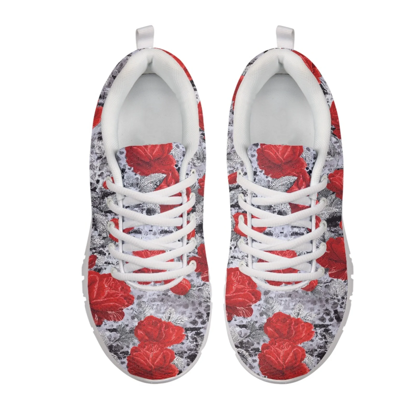 Coloranimal Roses Pattern Mesh & EVA Sole Women Walking Shoes Fashion Sneakers Breathable Running Shoes for Ladies 2026 Trending