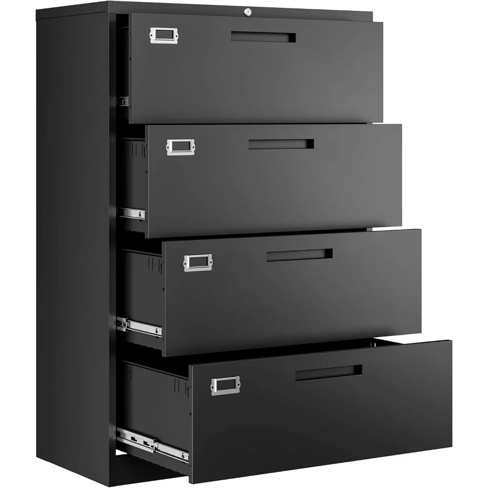 

4 Drawer Metal Lateral Filing Organization Storage Cabinets with Lock,Home Office for Hanging Files Letter/Legal/F4/A4 Size