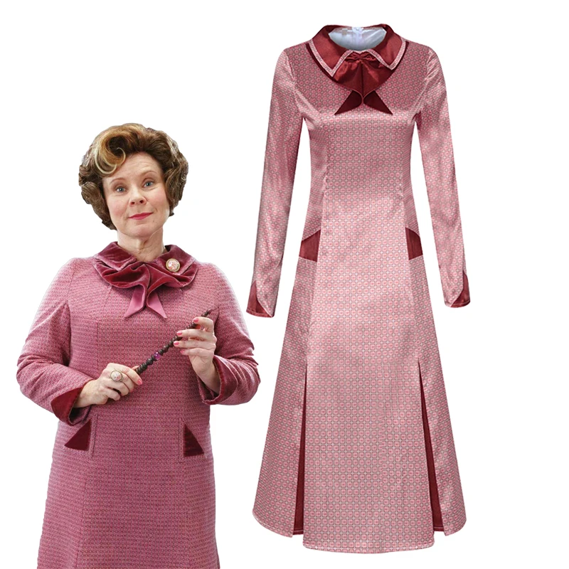 Disfraz de TV Fantasy Dolores para mujer, disfraz de paraguas, rosa, corte en A, vestido de manga larga, disfraz de Carnaval de Halloween