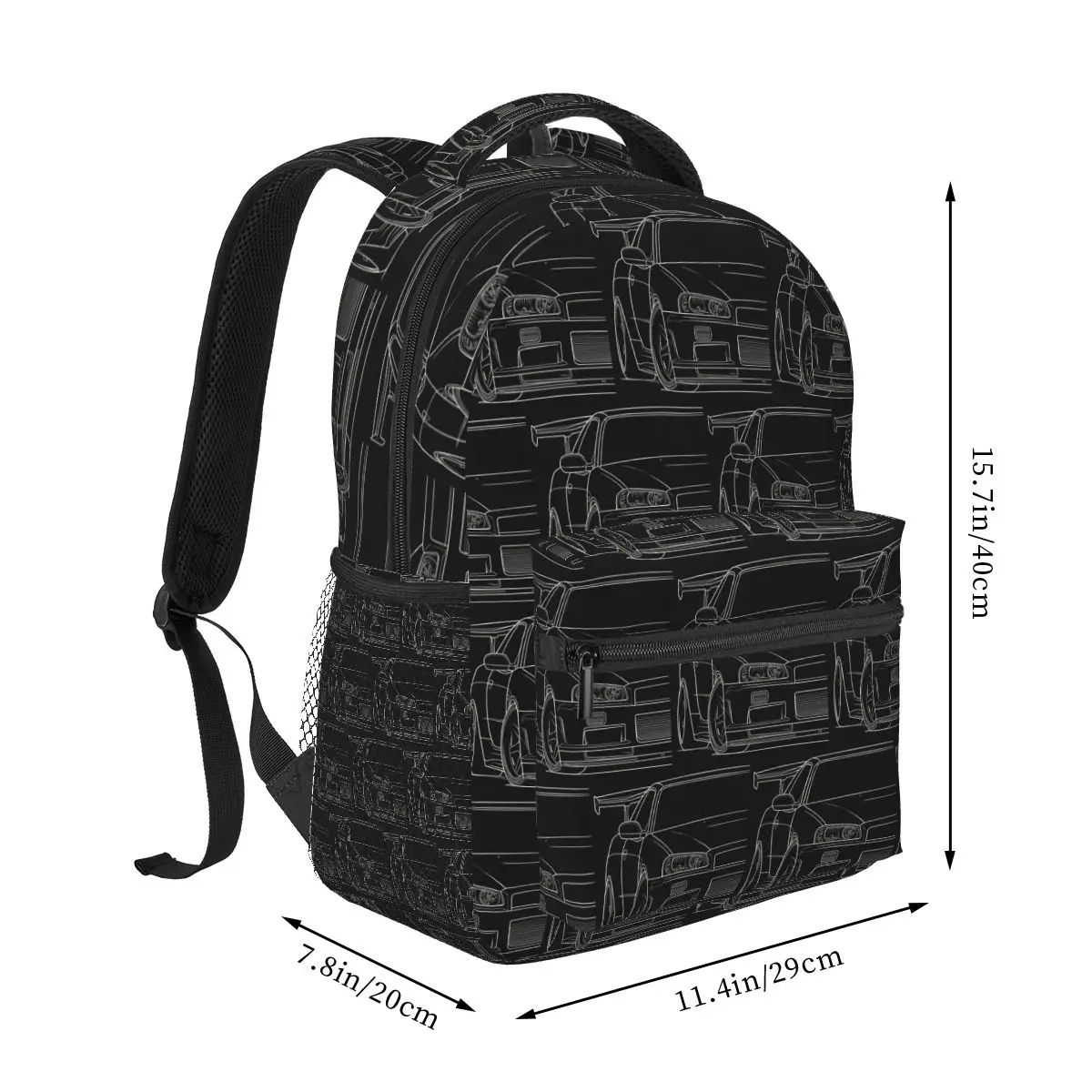 Japan Car Skyline R34 Jdm Tuner Car Apparel Turbo Gt-R Automotive Student Backpack School Bag Daypack Bookbag Shoulder Bags