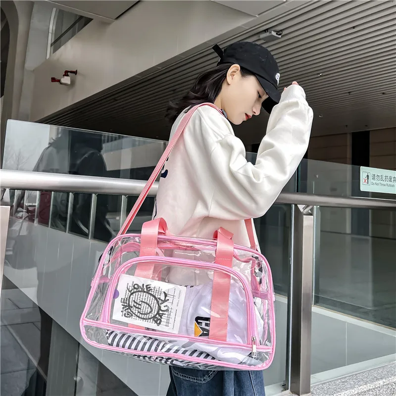 Transparent Large Capacity PVC Handbag for Men and Women, Sports Yoga, Fitness Swimming, Single Shoulder Crossbody Bag