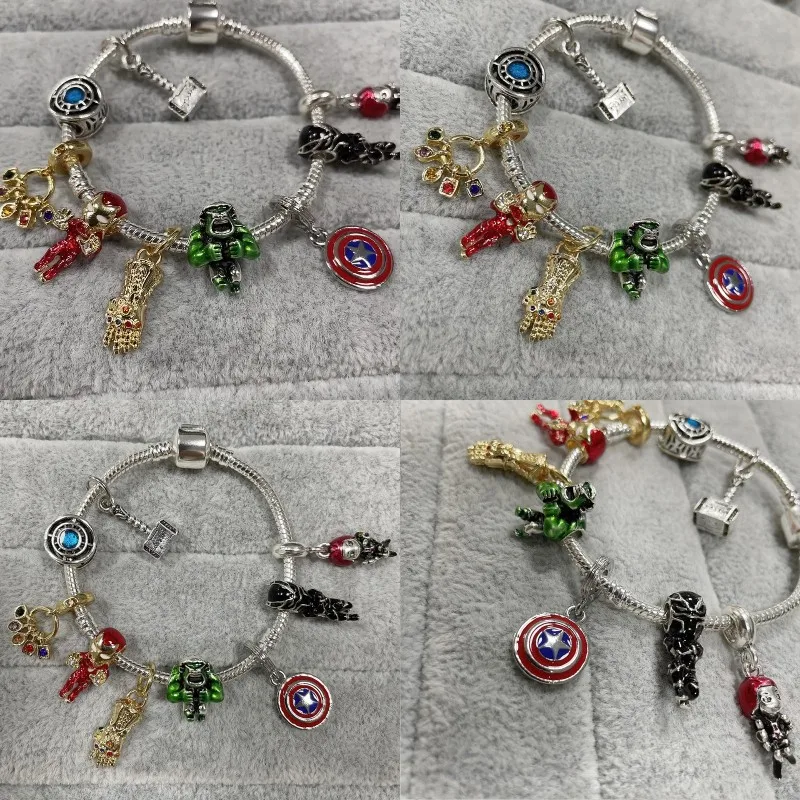 Disney Anime czerwona emalia Spider-Man bransoletka Charms kobiety wyczyลฤ CZ Cartoon Marvel Peter Parker Camera koraliki do Bijoux Making DIY