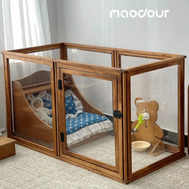 Maodour ® Pet Fence | Solid Wood Dog Isolation Fence Dog Cage Indoor Transparent Fence Free Splicing