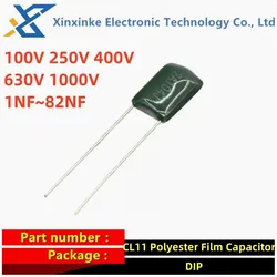 20PCS Polyester Film Capacitor CL11 100V 250V 400V 630V 1000V 2A102j 103J 104 152J 222J 332J 333J 472J 473J 2E 2G 2J 3A 5.6NF