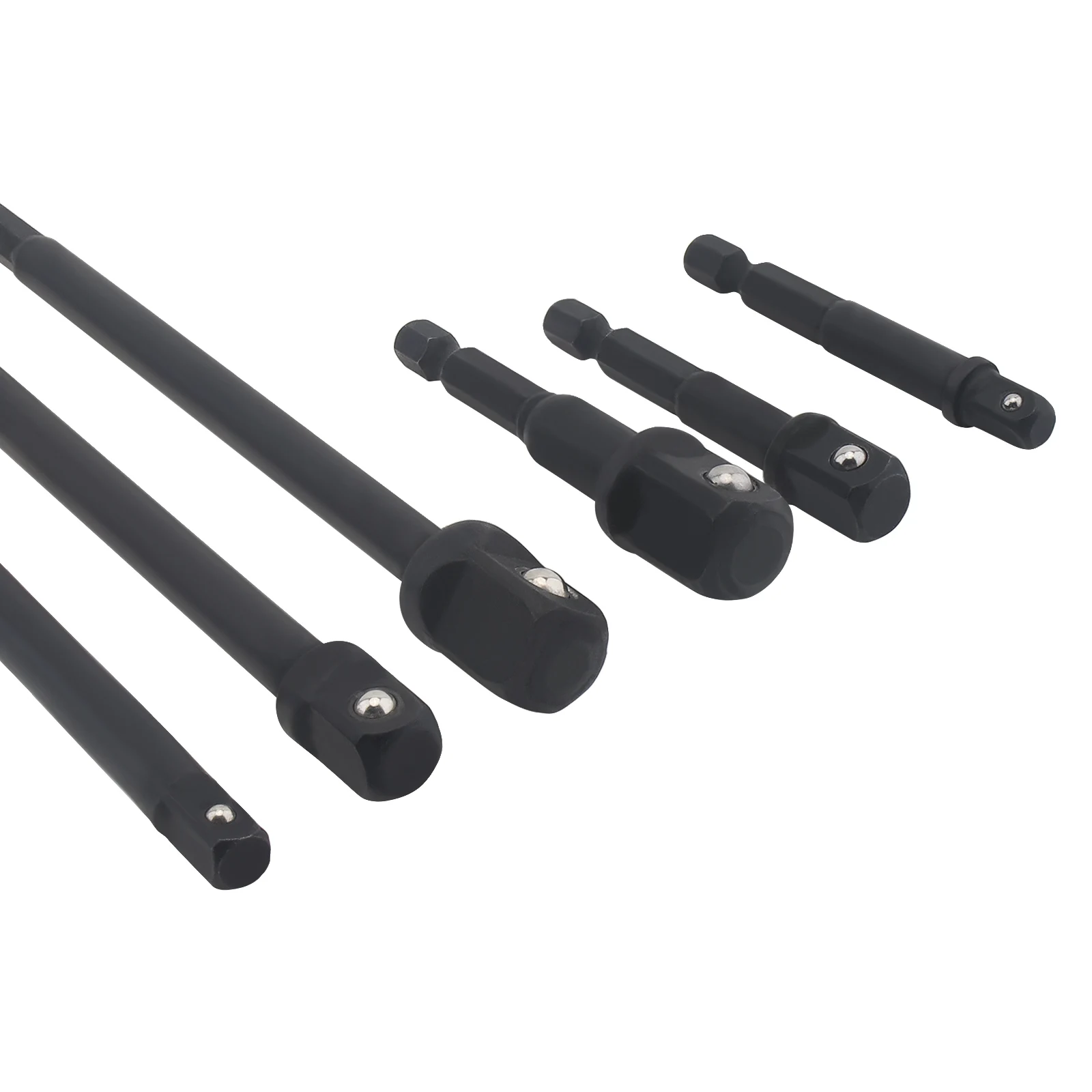 6pcs Impact Grade Socket Adapter Set 3 6 1/4 3/8 1/2 Inch Hex Shank Power Drill Socket Driver Adaptor High Torque Impact Wrench