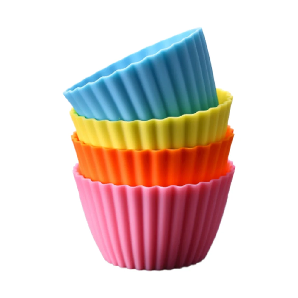 12 Pcs Reusable Silicone Baking Cup Muffin Cupcake Liners Dessert Pudding Ramekin Holders Heavy Duty Cupcake for Baking