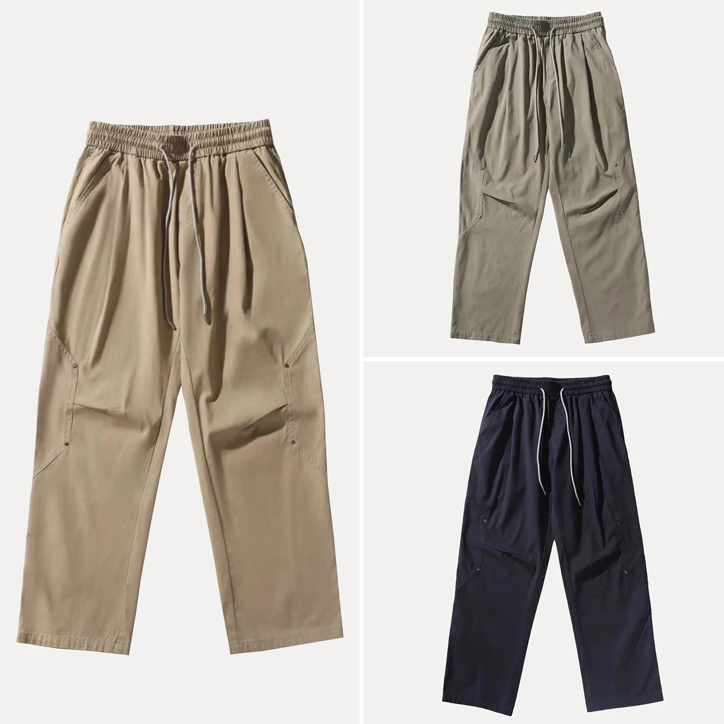 

Осень 2023, новые мужские повседневные брюки, однотонные универсальные универсальные десантники, рабочая одежда, свободные удобные длинные брюки