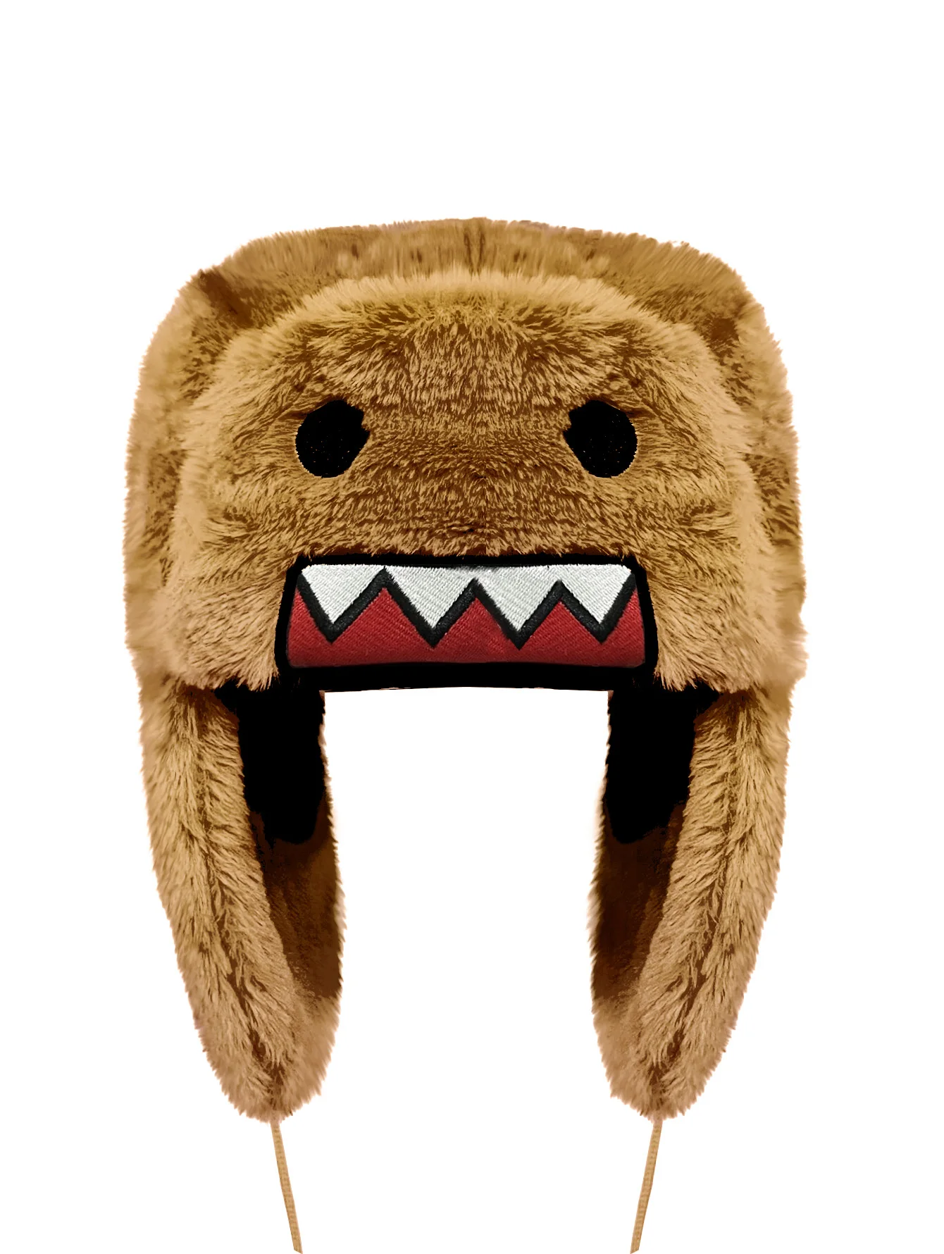 New Cute and Fun Domo‑Kun Cartoon Plush Winter Ear Protection Hat Brown Monster Warm Strap Hat Gift Street Trendy Accessories