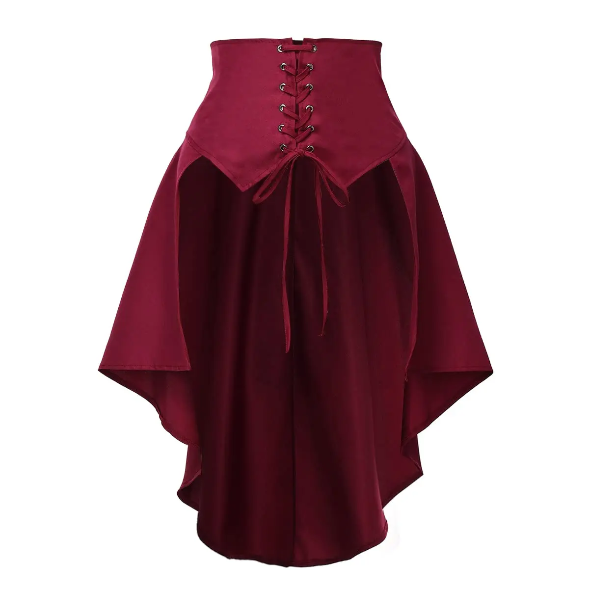 

Gothic Steampunk Style Skirts Front Lace-up Tiered Ruffled Irregular Hem Skirt Waist Belt Women Ruffles Pirate Corset Costumes