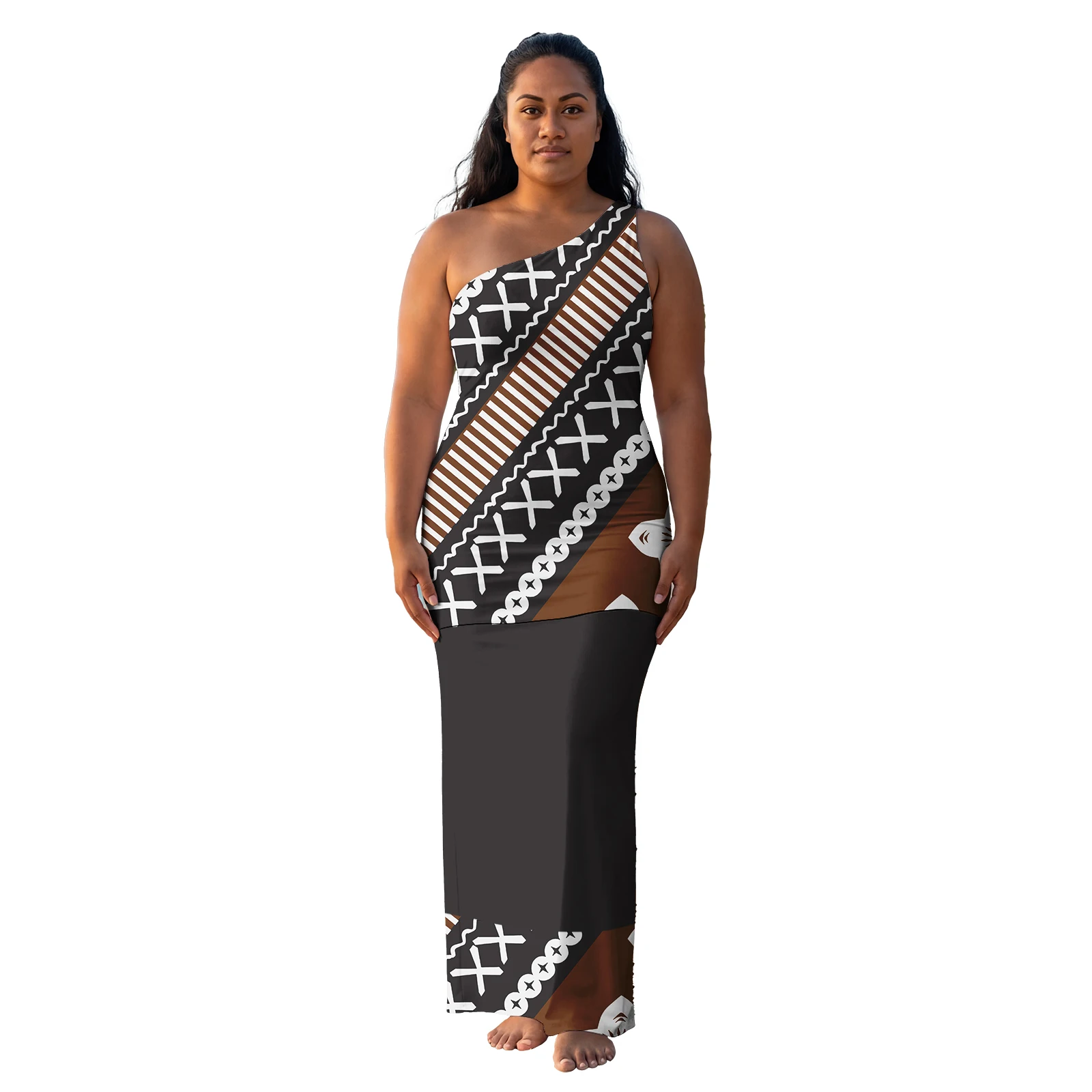 Hawaiian Floral Printed 2 Pcs Dress Set for Women Polynesian Tribal Design Custom Top and Skirts Puletasi Samoa Dress