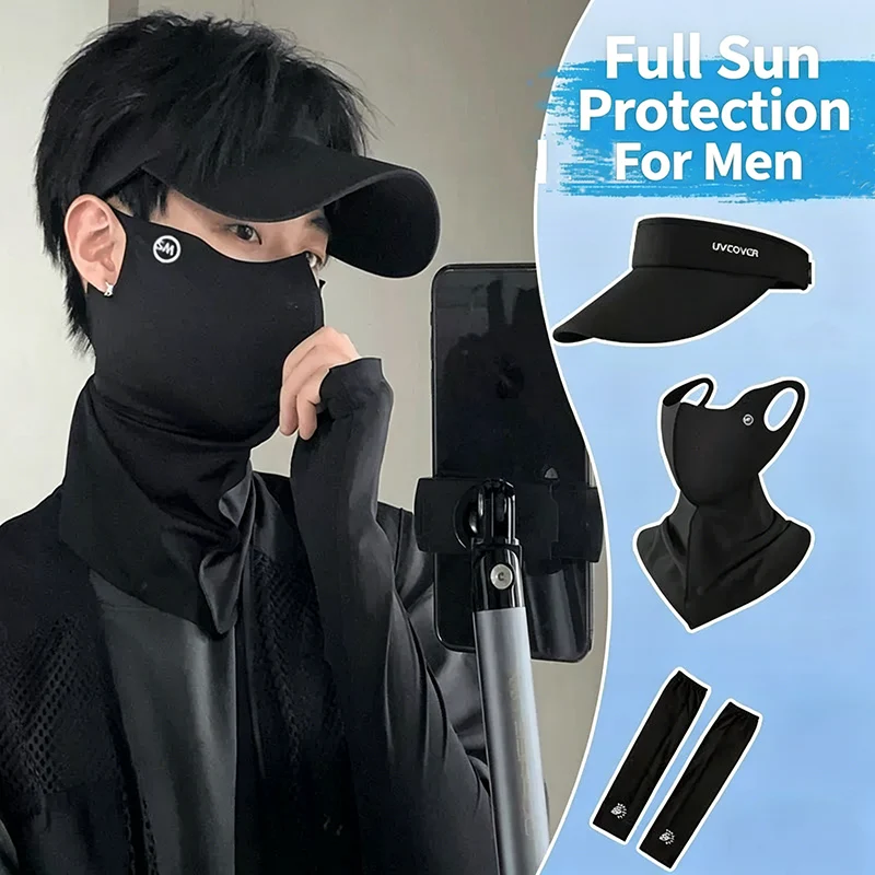 chapeu-de-sol-masculino-para-protecao-solar-de-verao-com-topo-aberto-aba-larga-protecao-uv-mascara-de-seda-gelada-e-mangas-de-protecao-solar