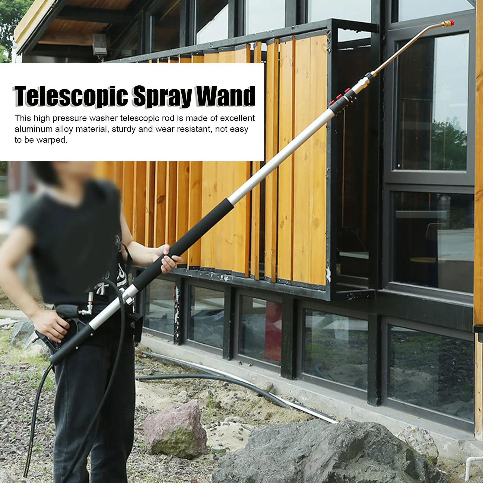 Telescopic Spray Wand Wide Application Telescoping Pressure Washer Wand 5 Different Nozzles 2 Hose Adapters 6.33m for Ledges