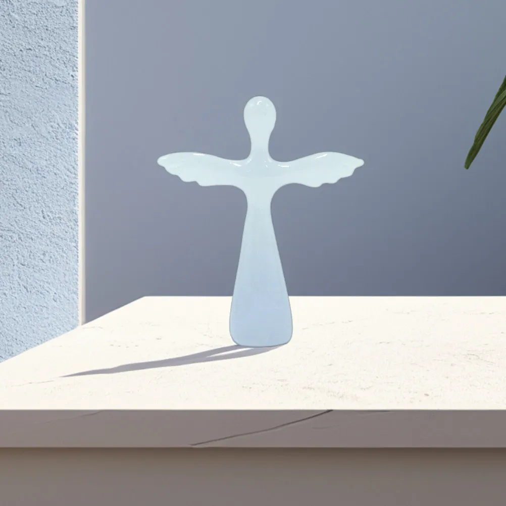 Fine Crafted Angel Cross Decoration Easter Spring Theme Clear Transparent Artistic Faith Symbol for TV Cabinet Bookcase Wine