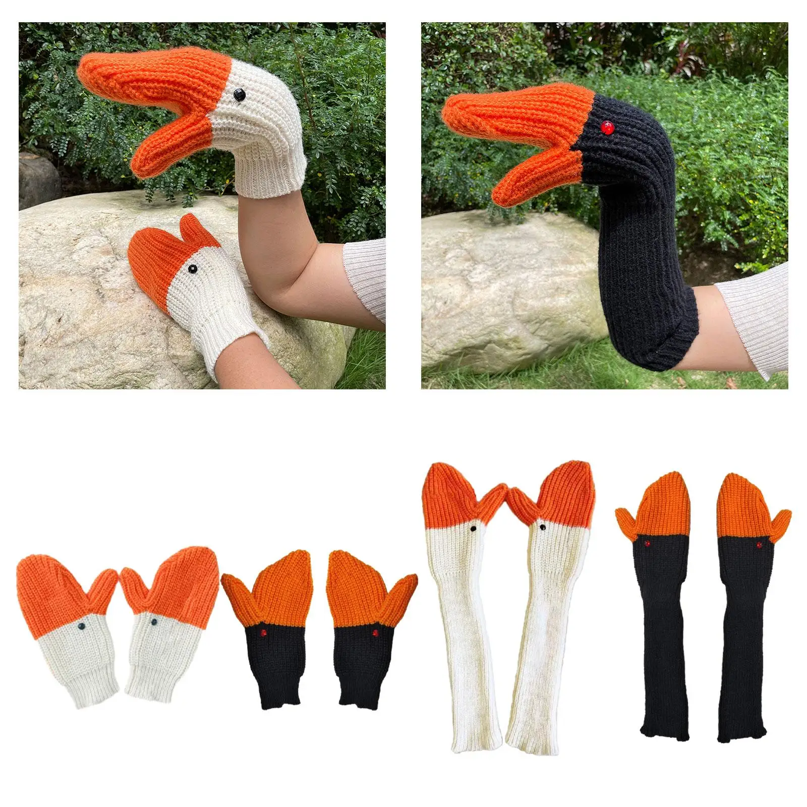 Swan Shaped Gloves Cartoon Mittens Full Finger Knit Soft Comfortable Polyester Lightweight Design Suitable for Cosplay Costume