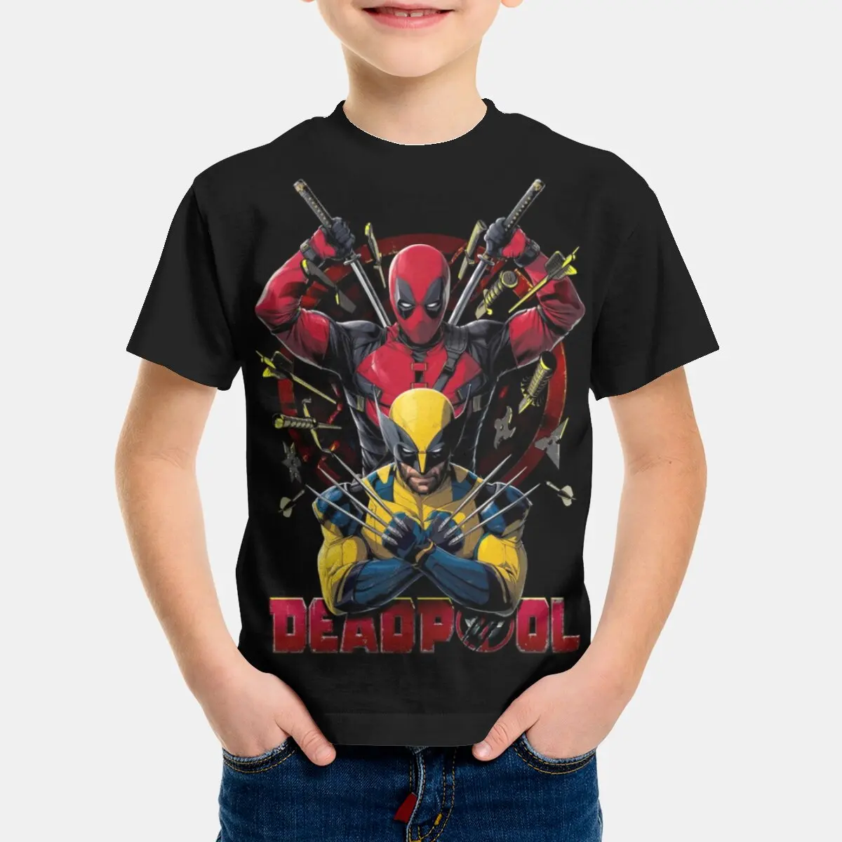 Deadpools & Wolverinesl Print Baby Clothing 5 to 14 Years Male Outdoor Clothes for Children Boy Girl Child T-Shirt Top Shirts