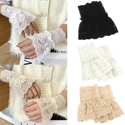 Lace Arm Cover Women Solid Color Elbow Sleeve Cuff Fake Sleeve Arm Covers White Black Nude Sun Protection Clothes Decoration