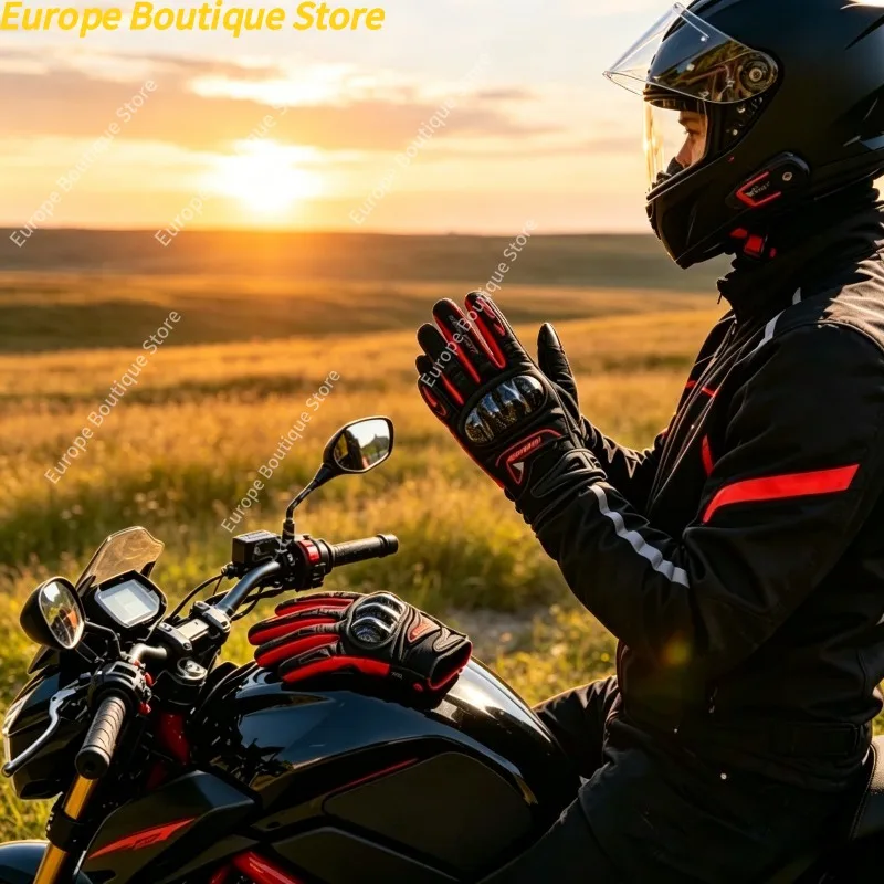 

Anti Fall Carbon Fiber Summer Thin Touch Screen Motorcycle Gloves Men Breathable For Electric Bike Riding Gear