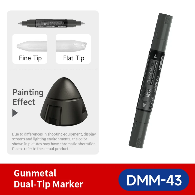 STEDI Watergebaseerde Metallic Finish Dubbelpuntige Marker Pen Harde Punt Fijne & Platte Punt voor Gundam Gunpla Mecha Model Schilderijgereedschap