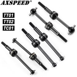 AXSPEED 2PCS Steel CVD Drive Shaft Front Rear Universal for Tamiya TT01 TT02 TC01 1/10 RC Model Drift Car Upgrade Parts