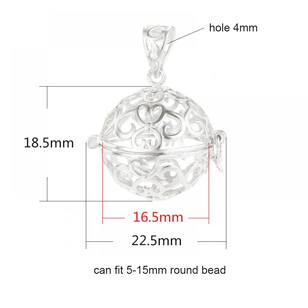 925 Sterling Silver Ball Pendants Cage Handmade Cage Pendant Finding hold 5mm-15mm ball or Pearl for DIY Jewelry Making Craft