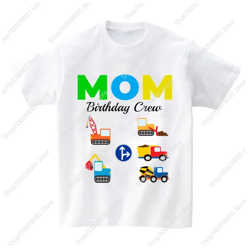 Car Excavator Birthday Party Family Shirts Personalized Bulldozer T Shirt Boys Any Age Name My Kids Top Outfits