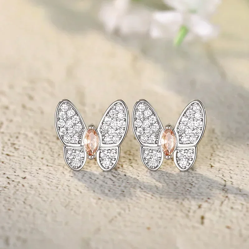 2026 New High end Jewelry Earnail Source Exquisite Creative Korean Edition Super Flash Earrings  Butterfly Fragrance