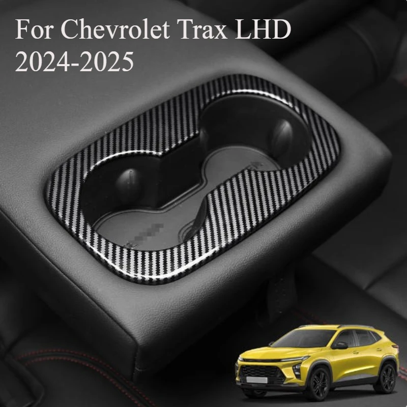 

For Chevrolet Trax LHD 2024-2025 Carbon Fiber Interior Glossy Steering Wheel Trim, Center Console & Cup Holder Coasters Cover