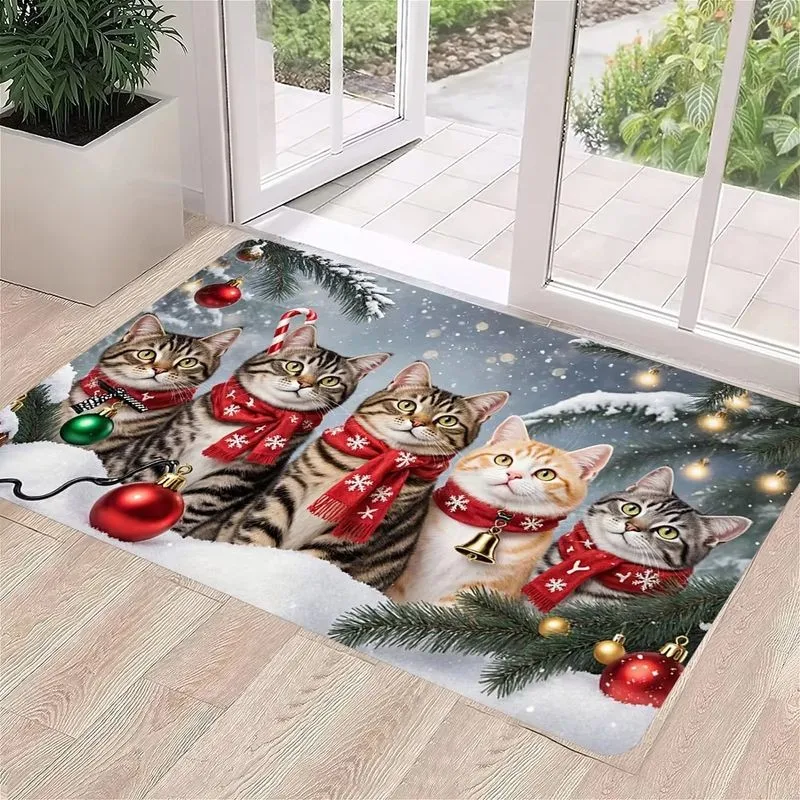 VIKAMA Black Coffin Halloween Door Mat Noise Reduction Machine Washable Entryway Non Slip Backing Kitchen Decor Home Decor