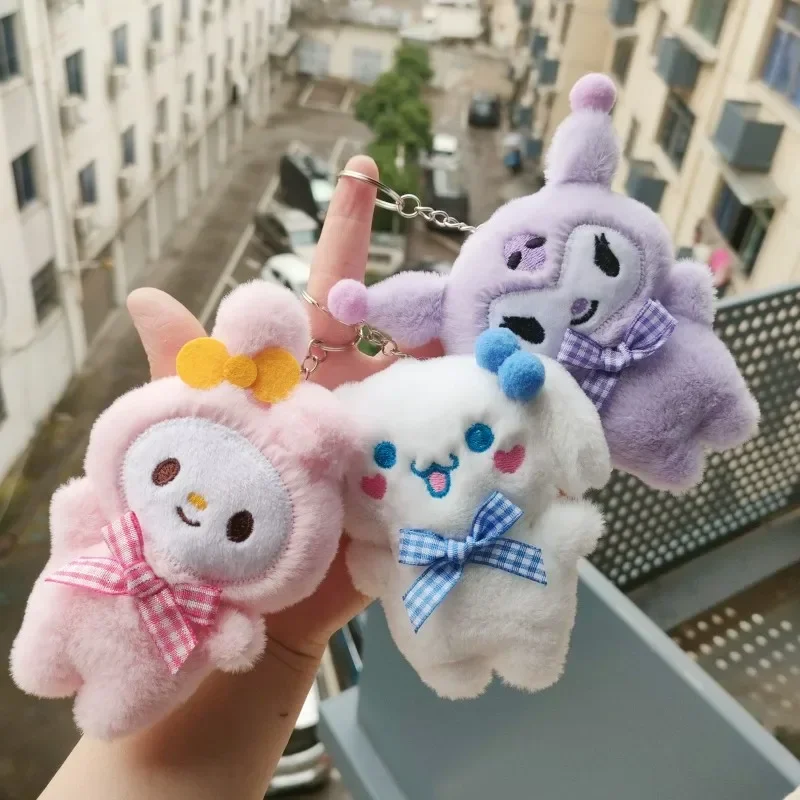 Sanrio Anime Kawaii Kuromi Lovely Doll Keychains  Cinnamoroll Cute Cartoon My Melody Bag Pendant Decoration Sweet Toys for Kids