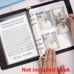 100 Envelopes Money Saving Challenge A5 Binder Inserts for A5 6-Ring Printed 1-100 Cash Stuffing Money Pouches Clear Sleeves