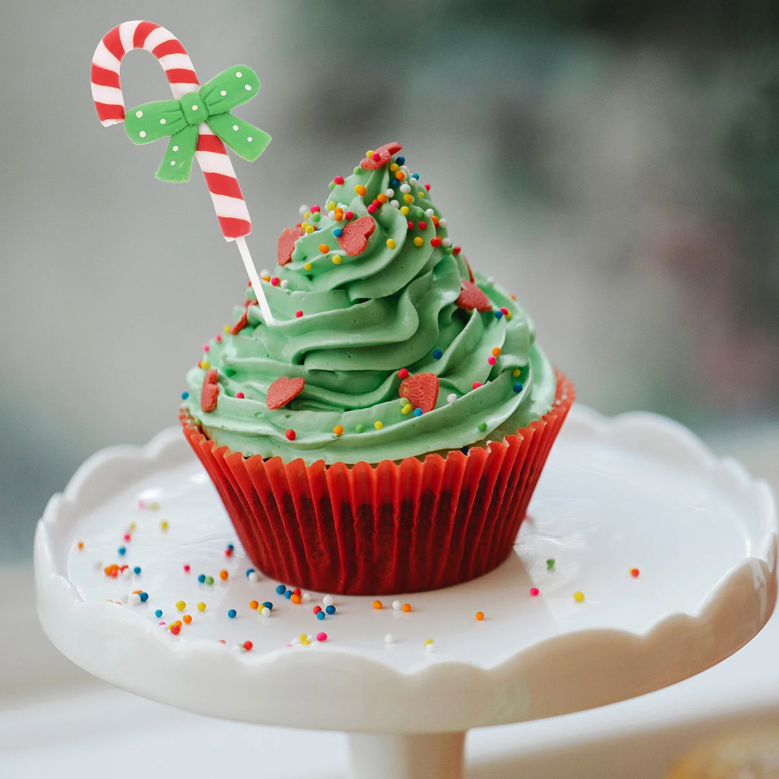 

8Pcs Cupcake Toppers Christmas Cake Decoration Picks 3D Polymer Clay DIY Party Decor for Home Restaurant Hotel Baking Supply