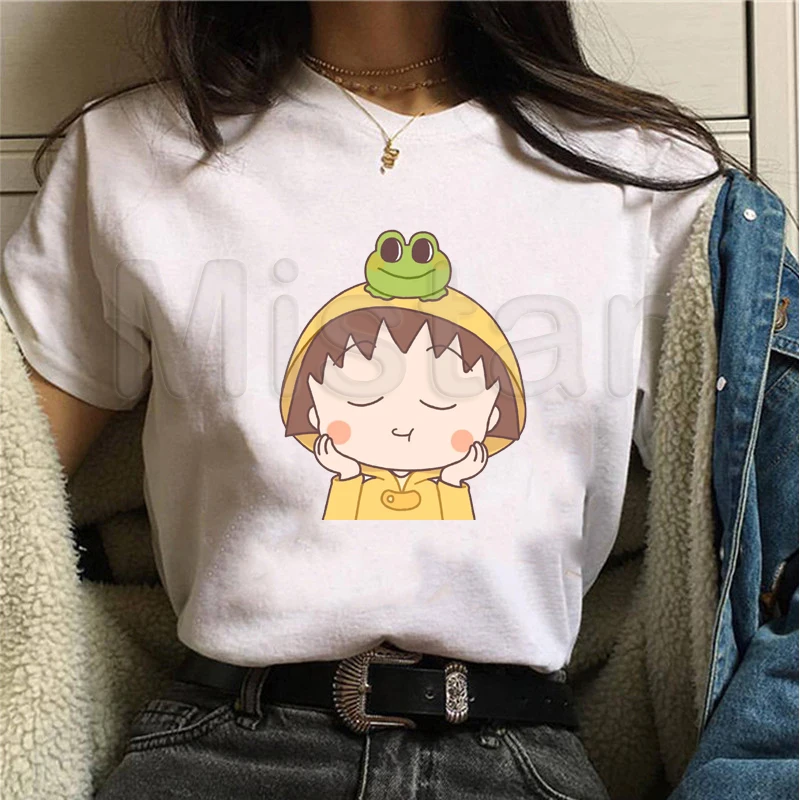 Kawaii Chibi Maruko T Shirt Women Casual Short Sleeve Printed Cute Cartoon Tumblr Anime T-Shirt Funny Harajuku Tops Tshirt