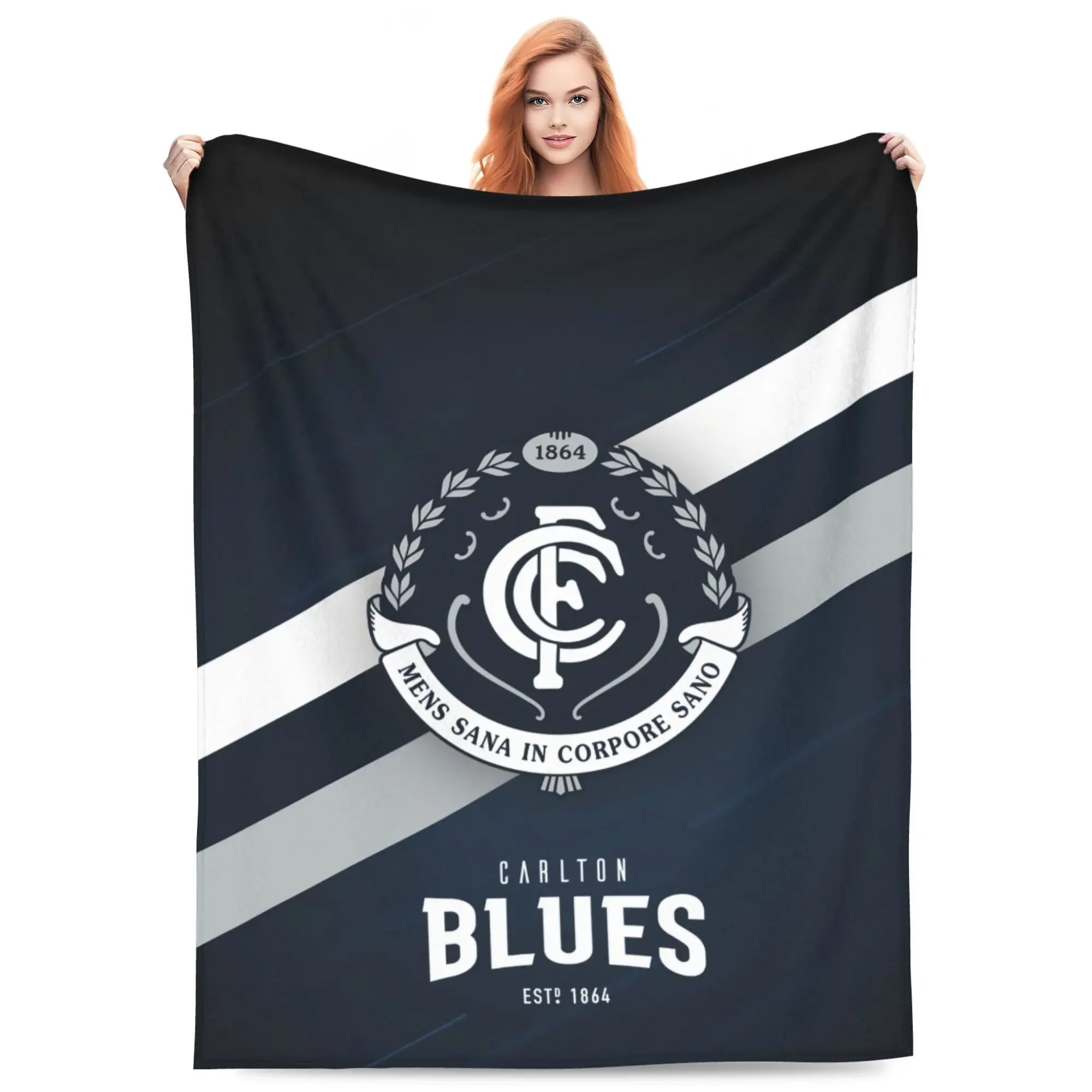 Premium Sports Blanket Throw 150x230cm Carlton Blues Fan Merchandise Winter Decor Gift Fleece